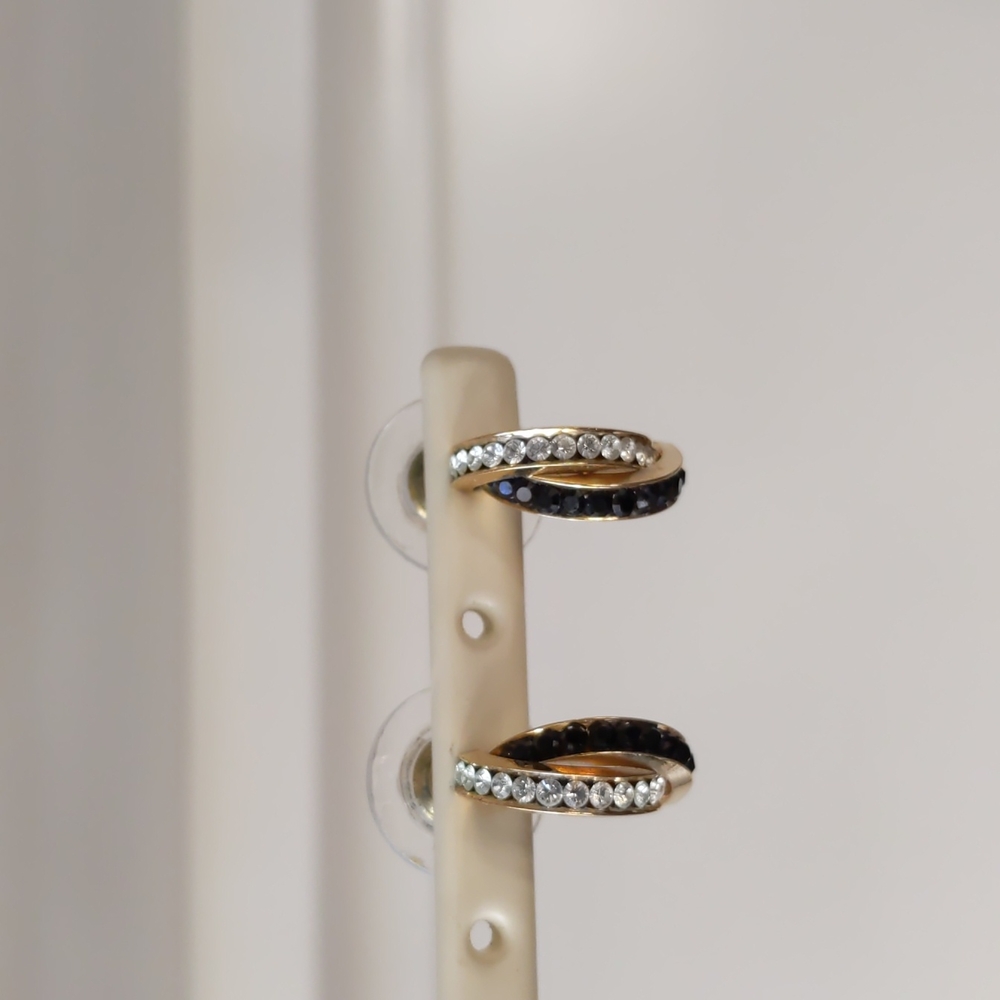 White & Black Diamond Costume Earrings